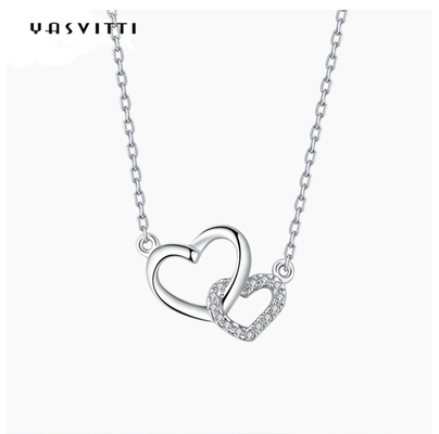 女性用宝石 クラシック 925 ステルリング シルバー ネックレス ハート ネックレス OEM