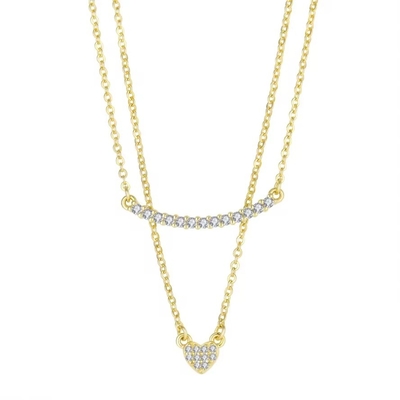 YASVITTI ダブルレイヤー ネックレス ジュエリー クラシック ローズ ゴールド 925 スターリング シルバー ハート ペンダント ネックレス