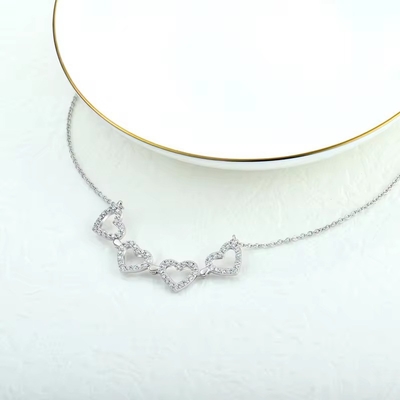 YASVITTI カスタム ロマンチック マグネティック クローバー ネックレス OEM 魅力 925 ステルリング シルバー 優雅 心 四葉クローバー ネックレス