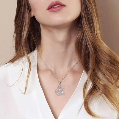 YASVITTI OEM 女性用 ギフト ハート・トゥ・ハート ネックレス キュービック・ジルコニア ローディウム・プラチス スイート925 ステルリング・シルバー ダブル・ハート