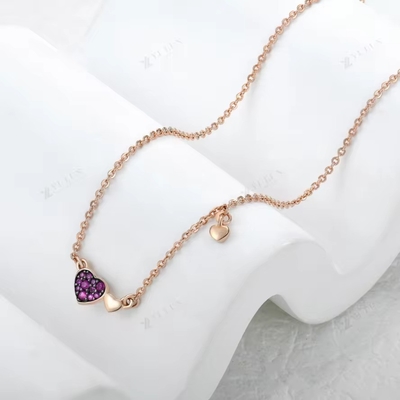 ヤスヴィッティ バレンタインデー 宝石 925 ステルリング シルバー ネックレス 宝石 ダイヤモンド ローズ 黄金 心 ネックレス