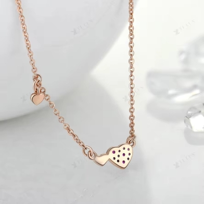 ヤスヴィッティ バレンタインデー 宝石 925 ステルリング シルバー ネックレス 宝石 ダイヤモンド ローズ 黄金 心 ネックレス