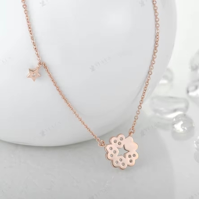 YASVITTI 925 スターリング シルバー ネックレス 女性 スター・チャームズ デイティ ジュエリー 花形 14K ローズゴールド コーティング ハート ネックレス