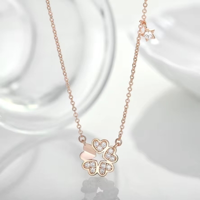 YASVITTI 925 スターリング シルバー ネックレス 女性 スター・チャームズ デイティ ジュエリー 花形 14K ローズゴールド コーティング ハート ネックレス