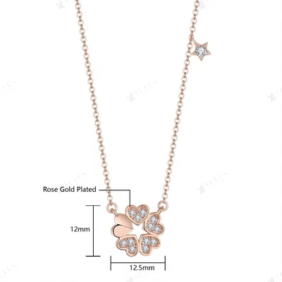 YASVITTI 925 スターリング シルバー ネックレス 女性 スター・チャームズ デイティ ジュエリー 花形 14K ローズゴールド コーティング ハート ネックレス