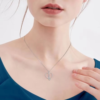 ヤスヴィッティ ハートキャット ネックレス 925 スターリング シルバー キュービックジルコニア プラチナ付 ネックレス 宝石 卸売工場