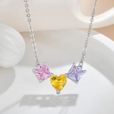 YASVITTI 925 スターリング シルバー 多彩型 心形ジルコニア ペンダント ネックレス ロジウム コーティング 宝石 卸売