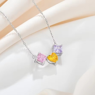 YASVITTI 925 スターリング シルバー 多彩型 心形ジルコニア ペンダント ネックレス ロジウム コーティング 宝石 卸売