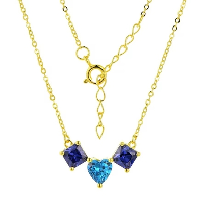 YASVITTI 925 スターリング シルバー 多彩型 心形ジルコニア ペンダント ネックレス ロジウム コーティング 宝石 卸売
