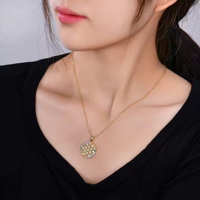 ヤスヴィッティ 925 スターリング シルバー 生命の花 レインボー CZ ペンダント ネックレス ヨガと瞑想 ネックレス ジュエリー 卸売