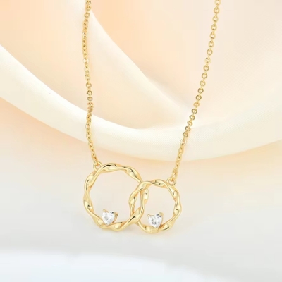 YASVITTI 14K 黄金製 交差円 心 キュービック ジルコニア ペンダント ネックレス 925 ステルリング シルバー 宝石