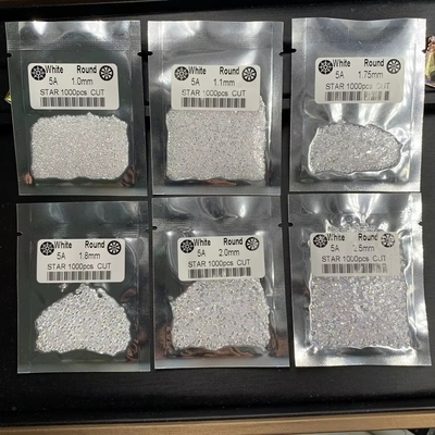 5A 品質 1000pcs / バッグ 1mm - 3.0mm 石宝 白 キュービックジルコニア 宝石用