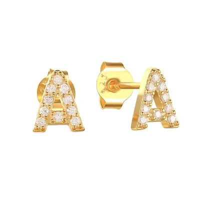 ファッション スターリング シルバー A-z アルファベット イヤリング 18k 金 925 シルバー レター スタッド イヤリング