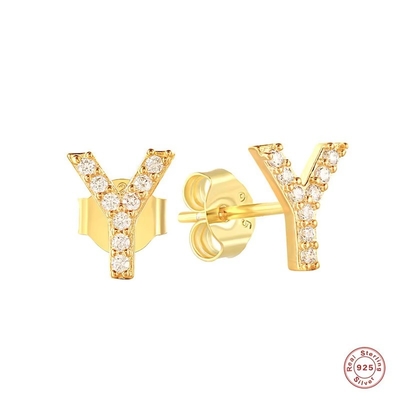 ファッション スターリング シルバー A-z アルファベット イヤリング 18k 金 925 シルバー レター スタッド イヤリング