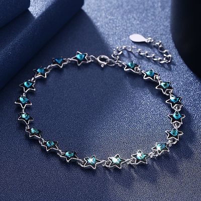 21.7cmの0.22oz純銀製のスライダーのブレスレットの婚約者の銀製の水晶ブレスレットODM