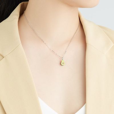 1.1x0.8cm 5A 17.7」西洋ナシ形の吊り下げ式の純銀製の宝石類のネックレス2.9g