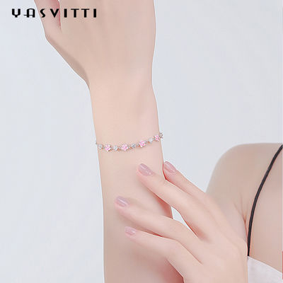 0.16oz 0.19mの純銀製の宝石類のブレスレットS925のジルコンの桜のブレスレット
