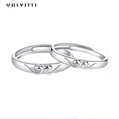925の銀製の金張りのカップル リング約束の結婚記念日の銀リング