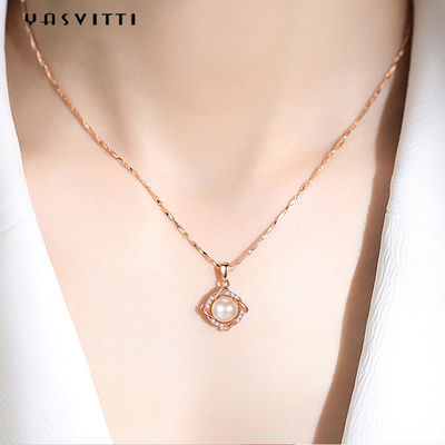 45.5cmのクリスマス8gの純銀製の宝石類のネックレス14K 28mmの真珠のダイヤモンド ネックレス