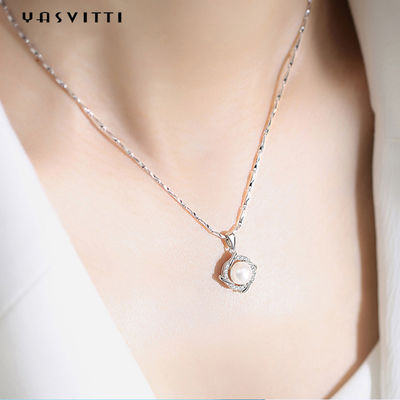 45.5cmのクリスマス8gの純銀製の宝石類のネックレス14K 28mmの真珠のダイヤモンド ネックレス