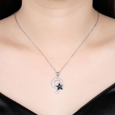18.1in 4.2g日曜日および月の水晶ネックレスの感謝祭日14k 925の銀製のネックレス