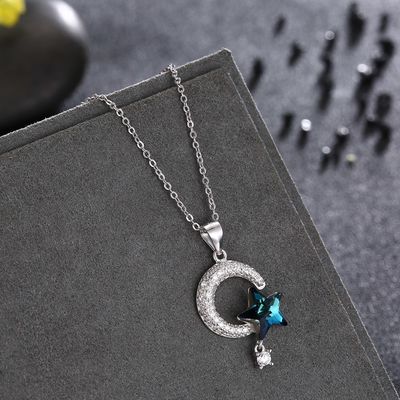 18.1in 4.2g日曜日および月の水晶ネックレスの感謝祭日14k 925の銀製のネックレス