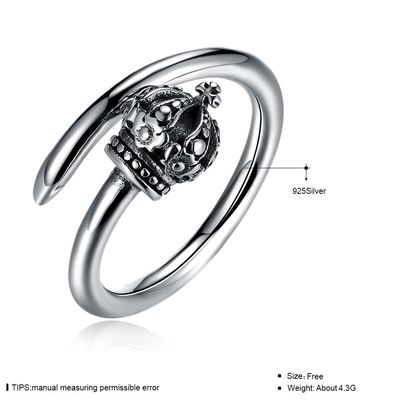 1.39g 17.3mmの王冠の定形婚約指輪の低刺激性の集りの実質の銀製リング
