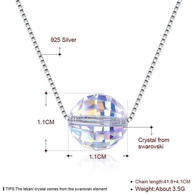 3.5g 17inの純銀製の宝石類のネックレス8mmの球のオーロラの水晶ダイヤモンド ネックレス