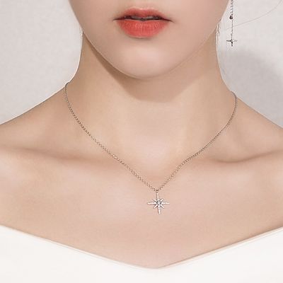 3x2cmの純銀製のネックレスはAAAAA CZのホワイト ゴールドのめっきされたネックレスを鎖でつなぐ