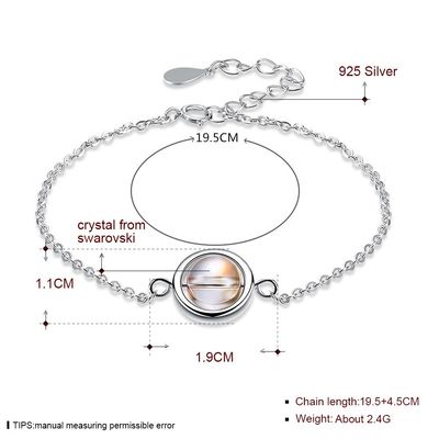 0.64ftの2.4g純銀製のスライダーのブレスレットS925の調節可能な円形のビードのブレスレット