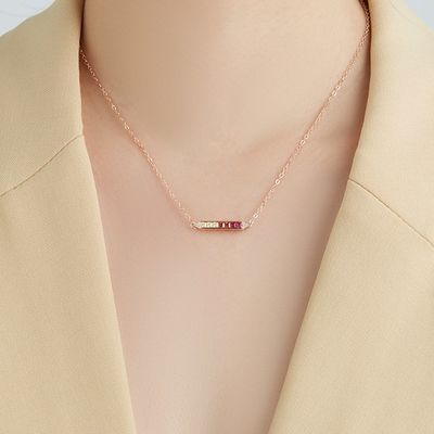 1.31ftの2.2g純銀製のネックレスはS925虹を18インチの銀製の鎖鎖でつなぐ