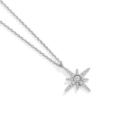 0.67inは41cm純銀製の宝石類のネックレス18kの金の星の月のネックレスSGSをよじ登る
