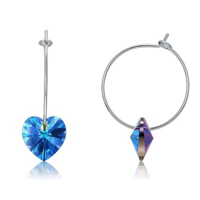 925の純銀製の注文のたがのイヤリングAustrian crystalの水晶との20×10mm