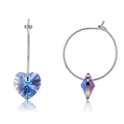 925の純銀製の注文のたがのイヤリングAustrian crystalの水晶との20×10mm