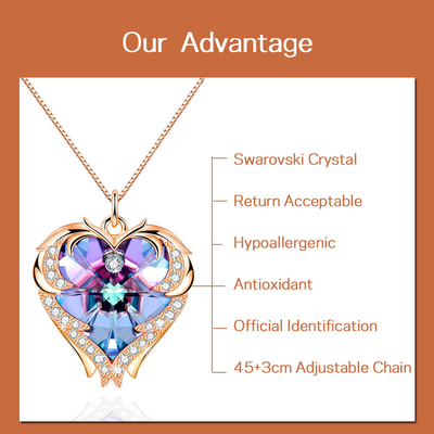 18インチ8.2の銀製の宝石類のAustrian crystalの水晶金の多彩な水晶粋なネックレスが付いている大きい中心のネックレス