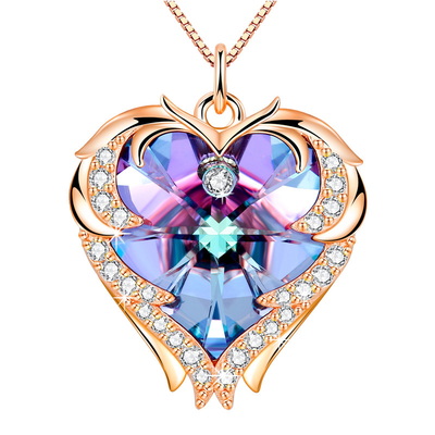 18インチ8.2の銀製の宝石類のAustrian crystalの水晶金の多彩な水晶粋なネックレスが付いている大きい中心のネックレス