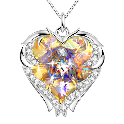 娘のガールフレンドのためのAustrian crystalの黄色い水晶ネックレスが付いている大きい中心のネックレスからのお母さんのための18インチ8.2のギフト